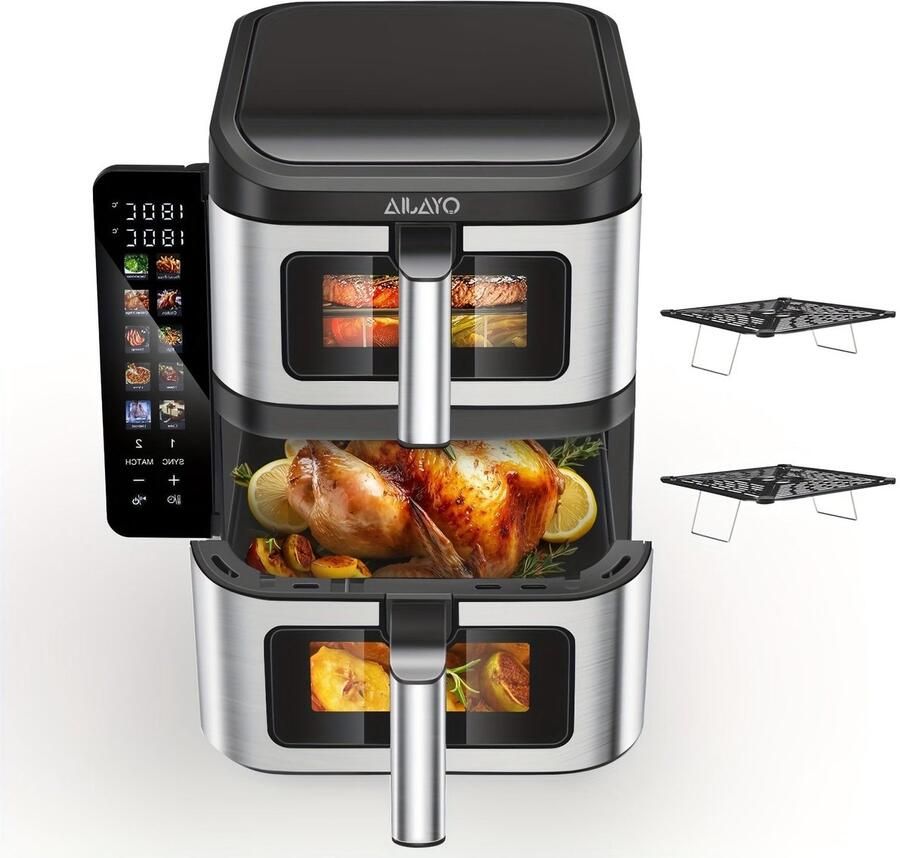 Corenia Heteluchtfriteuse – Airfryer – Friteuse – Luchtfriteuse – Digitale Oven – 11 Liter Capaciteit – Dubbele Mand met Cook & Sync Systeem