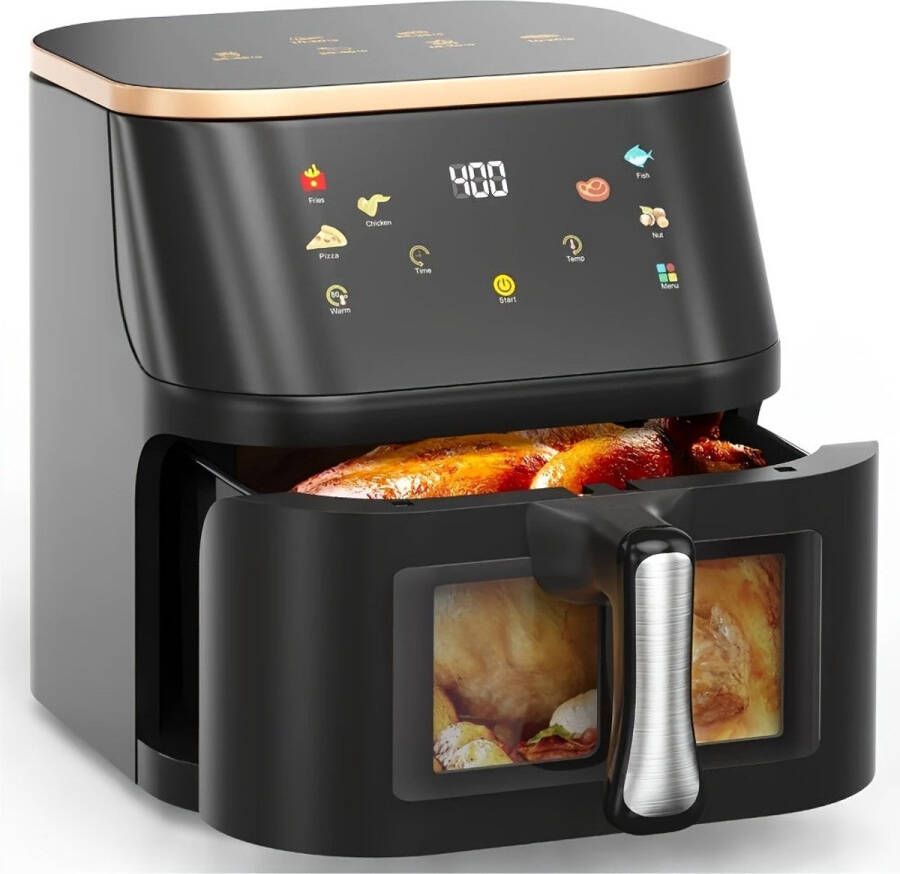 Corenia Heteluchtfriteuse – Airfryer – Heteluchtoven – Friteuse – Crispy Cooker – 10 Liter Grote Capaciteit – Roestvrij Staal 410 RVS – LED-Touchscreen Met 8 Programma s – Max 210°C Temperatuur