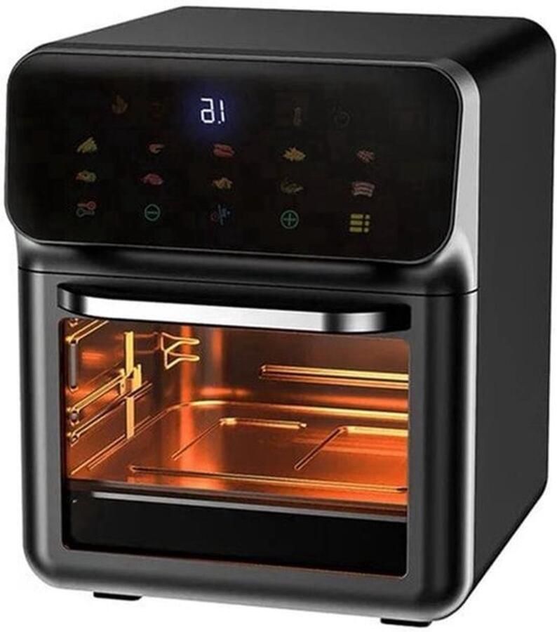 Heteluchtfriteuse – Airfryer Oven 10L 1350W 360° Circulatie 80°C tot 230°C Airfryer Zonder Olie Touchscreen Kijkvenster Automatisch Uitschakelen Zwart - Foto 2