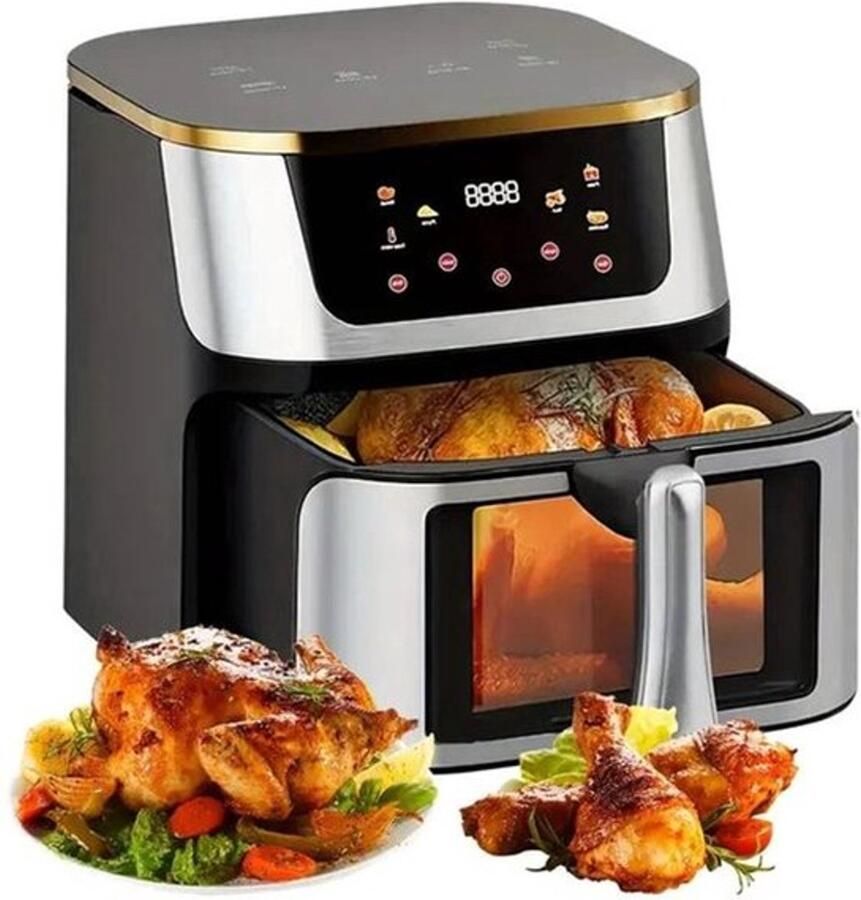 Corenia Heteluchtfriteuse – Airfryer Oven 12L 2000W Touch Display Airfryer Zonder Olie Kijkvenster RVS Hoge Temperatuur Zwart - Foto 2
