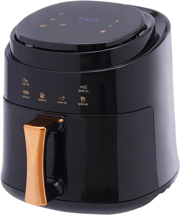 Corenia Heteluchtfriteuse Airfryer Touch button Airfryer zonder olie 1400W 220V Smart Touch AirFryer 360 Heteluchtcirculatiekooktoestel 8L Zwart