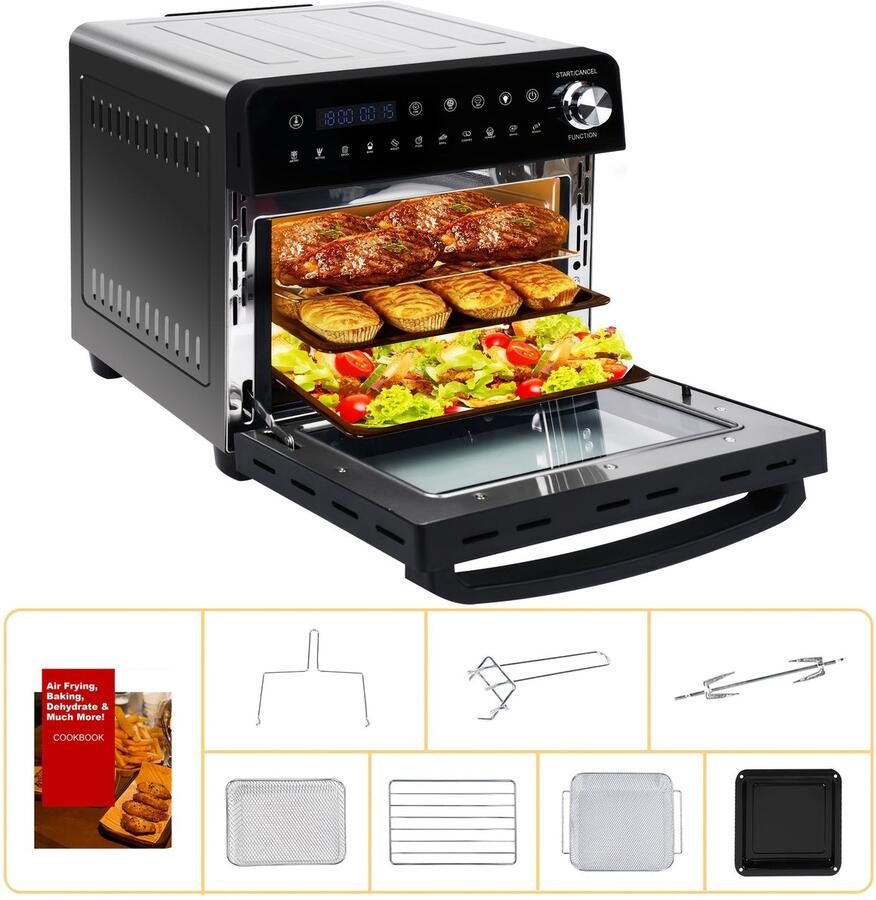 Corenia Hot Airfryer – Airfryer Oven – Mini Oven – Heteluchtfriteuse – Rotisserie Oven – 14L Capaciteit – 1800W Met 11 Programma s En LED Display