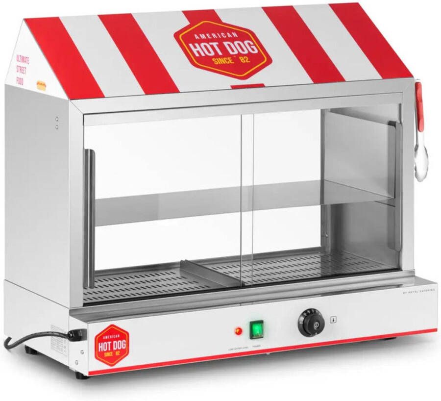 Corenia Hotdog Grill Element – Hotdog Warmer – Hotdog Machine – Hotdog Roller – Worstjes Verwarming – 300 Hotdogs Capaciteit – Instelbare Temperatuur 30-110°C – 2400W Roestvrij Staal