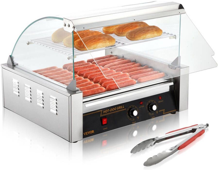 Corenia Hotdog Grill – Hotdog Roller – Worstjes Grill – Snackgrill – Elektrische Hotdog Maker – 11 Rollers Voor 30 Hotdogs – Professioneel RVS Met Temperatuurregeling Tot 250°C