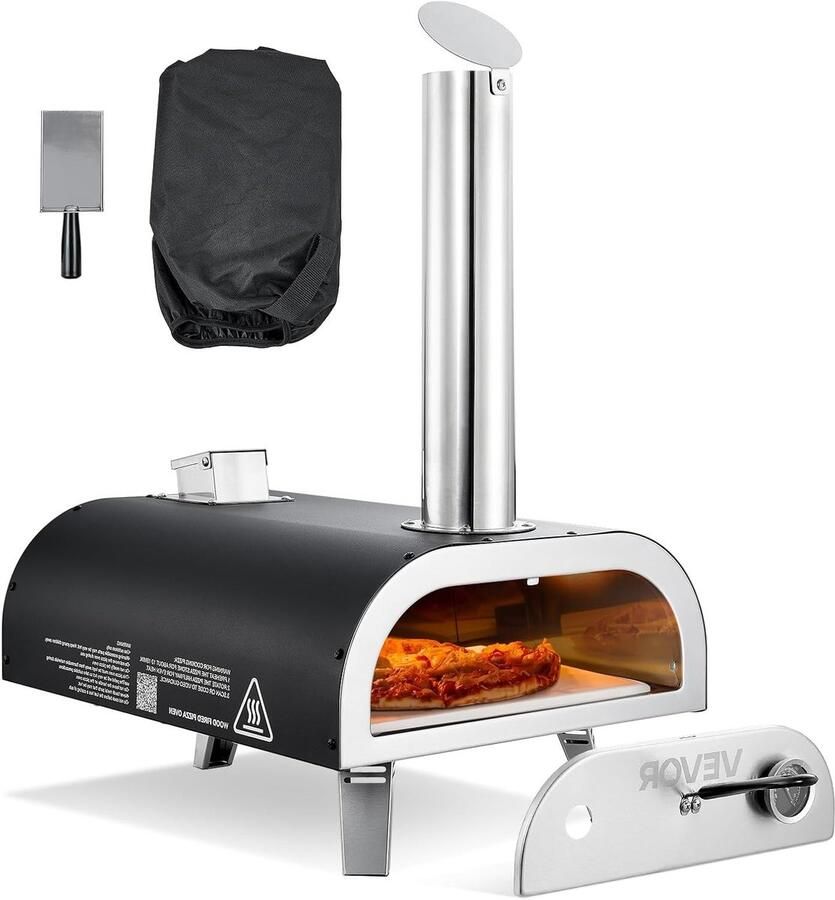 Corenia Houtgestookte Pizzaoven – Pelletoven – Buitenoven – Draagbare Pizzaoven – Pizza Stoven – Snel Op Temperatuur Tot 540°C – Inclusief Thermometer & Draagtas