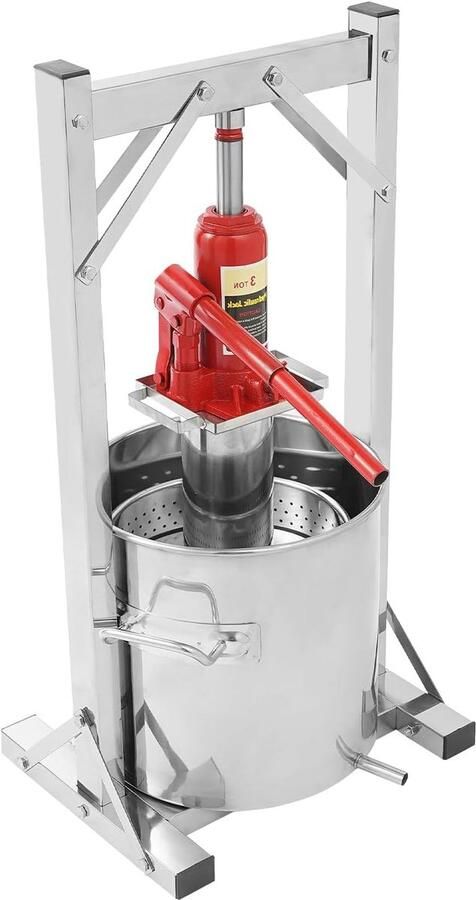Corenia Hydraulische Fruitpers – Wijnpers – Appelpers – Mechanische Sapcentrifuge – Druivenpers – 3 Ton Perskracht – RVS 304 Roestvrijstaal – Binnenfilterbeker 3 Liter