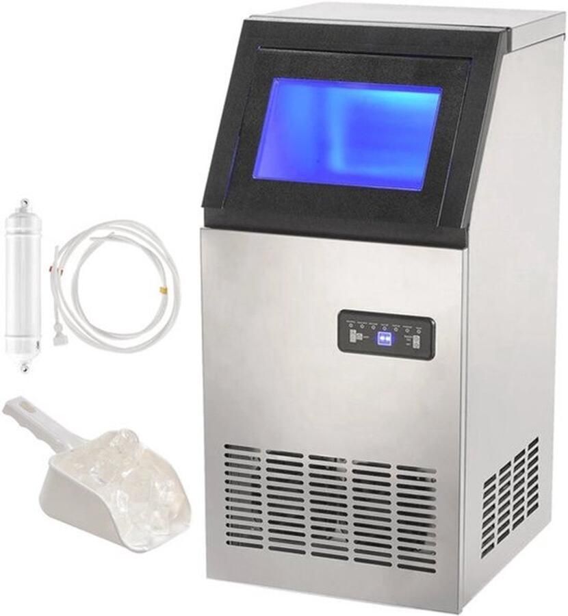 Corenia IJsautomaat – IJsmaker – IJsblokjesmachine – Ijsmachine – Compact Design – 110lbs Per Dag – Roestvrij Staal