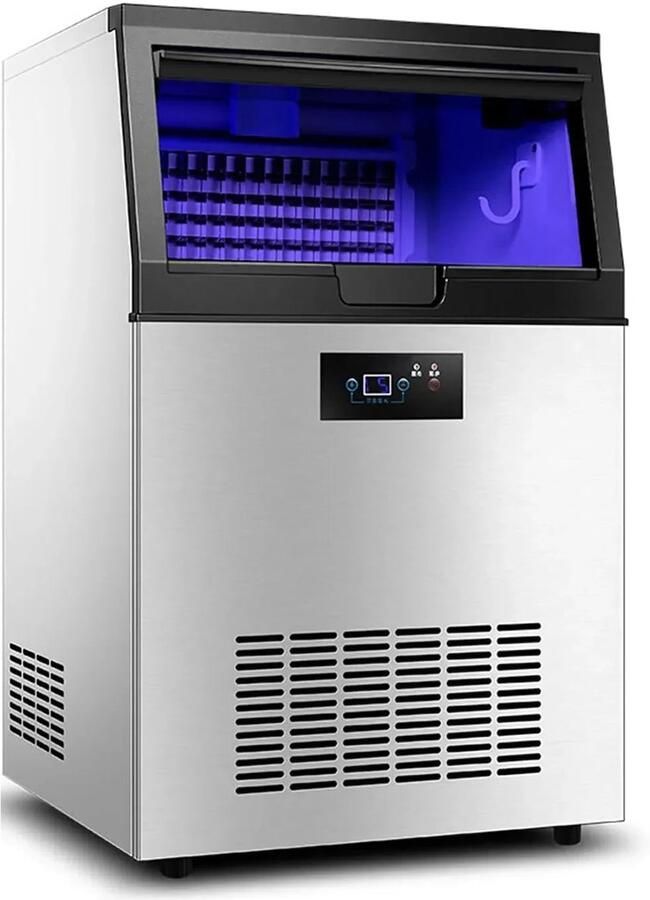 Corenia Ijsblokjesmachine Elektrische Ijsblokjesmachine Ijsmaker Ijsmachine 201W ≤65 dB 40pcs per 15-18mins 15kg IJsopslagcapaciteit 5-38 °C 41-100.4 ℉ met LED blue light Zilver