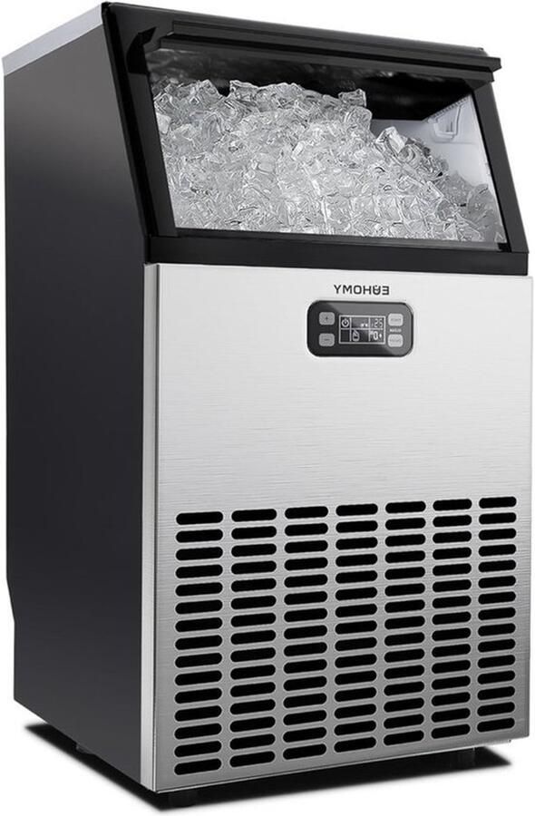 Corenia IJsblokjesmachine – IJsbereider – IJscrusher – Commerciële IJsblokjesmaker – Professionele IJsiemachine – 45 kg 24 uur Capaciteit – Roestvrijstalen Behuizing Met Timer