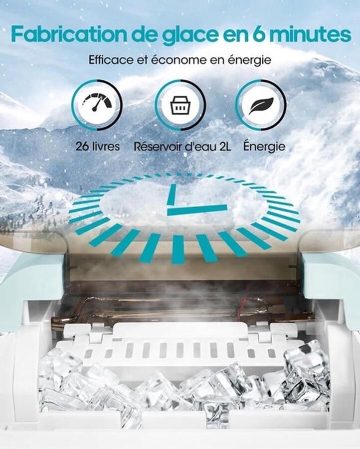 IJsblokjesmachine – IJsblokjesmaker – IJsblokjesapparaat – IJscryomachine – IJsdispenser – Wifi-App Bediening – Zelfreinigend – 15 kg IJs per 24 uur – 9 IJsblokjes in 6-10 Minuten - Foto 2