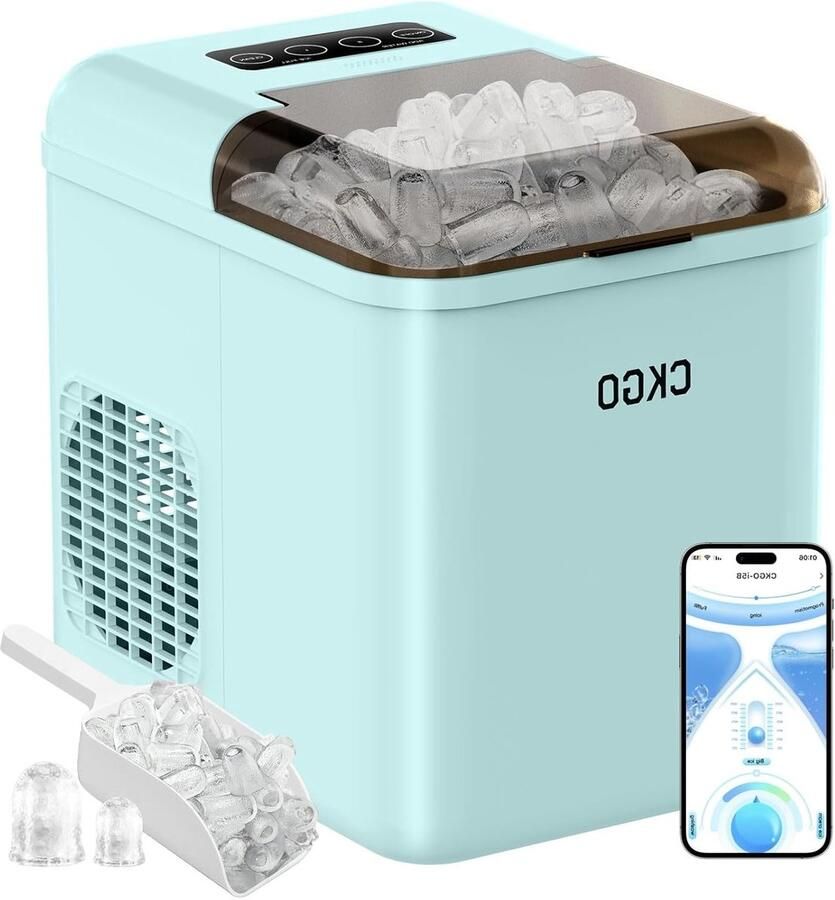 Corenia IJsblokjesmachine – IJsblokjesmaker – IJsblokjesapparaat – IJscryomachine – IJsdispenser – Wifi-App Bediening – Zelfreinigend – 15 kg IJs per 24 uur – 9 IJsblokjes in 6-10 Minuten