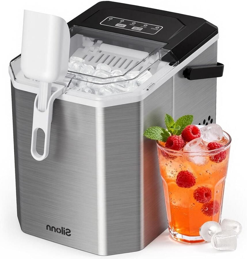 Corenia IJsblokjesmachine – IJsblokjesmaker – Mini IJsblokjesmachine – Draagbare IJsblokjesmachine – IJsblokjesmachine met Handvat – Zelfreinigend & Stil – 12 kg IJs per Dag