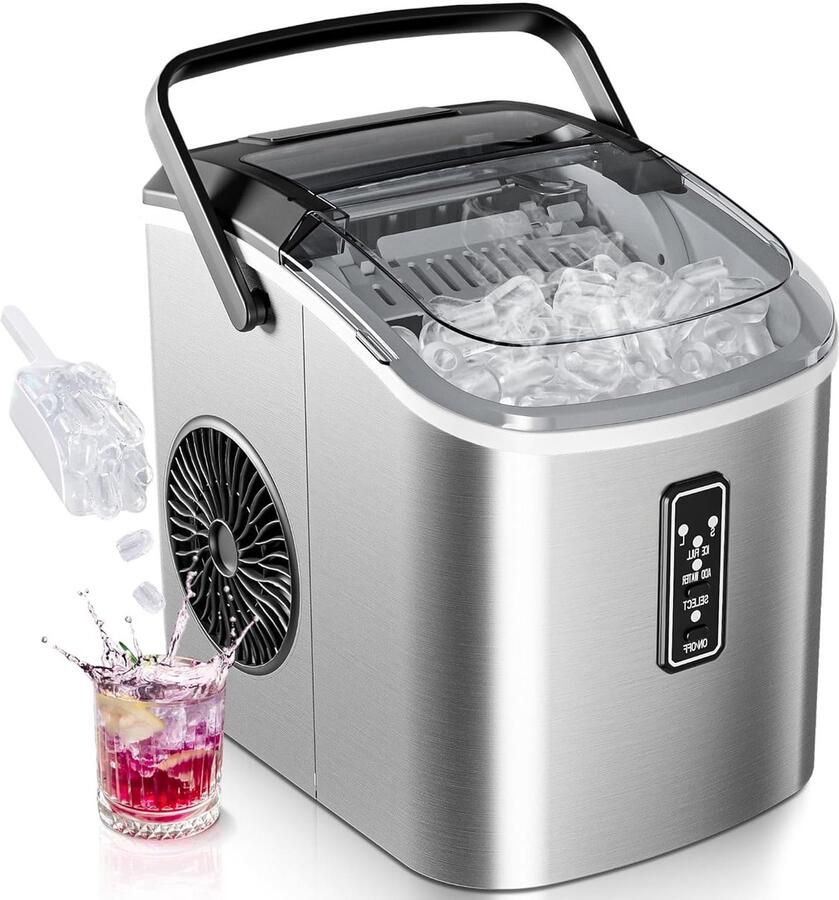 Corenia IJsblokjesmachine – IJscrusher – Ijsmaker – Tafelmodel Ijsmachine – Draagbare Ijsblokjesmaker – Compact Design – Zelfreinigend Systeem – Snelle IJsie in 6 Minuten