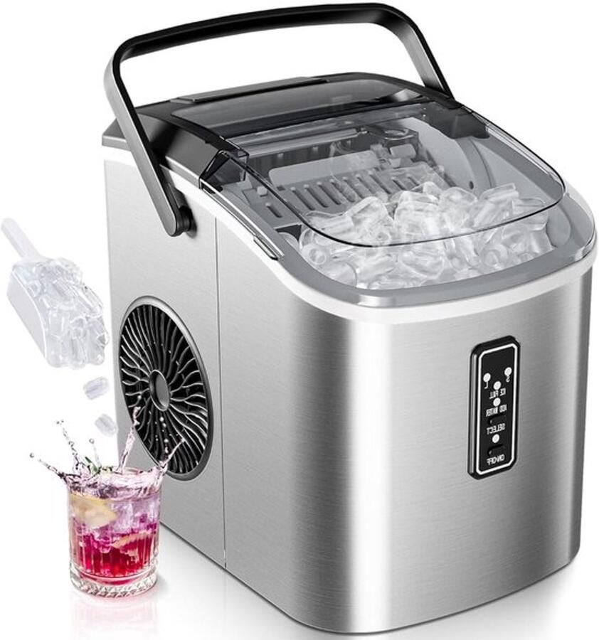 Corenia IJsblokjesmachine – IJscrusher – Ijsmaker – Tafelmodel Ijsmachine – Draagbare Ijsblokjesmaker – Compact Design – Zelfreinigend Systeem – Snelle IJsie in 6 Minuten