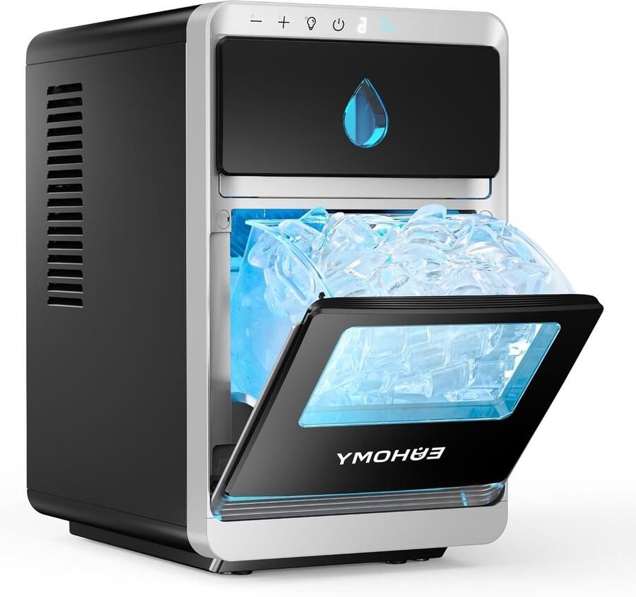 Corenia IJsblokjesmachine – Ijsmaker – IJsmachine – IJsdispenser – IJsblokjesgenerator – Halve Maan IJsblokjes – 1600 Stuks Per Dag – Automatisch Zelfreinigend – Timerfunctie – 3 Maten Ijs – 1 8 Liter Reservoir