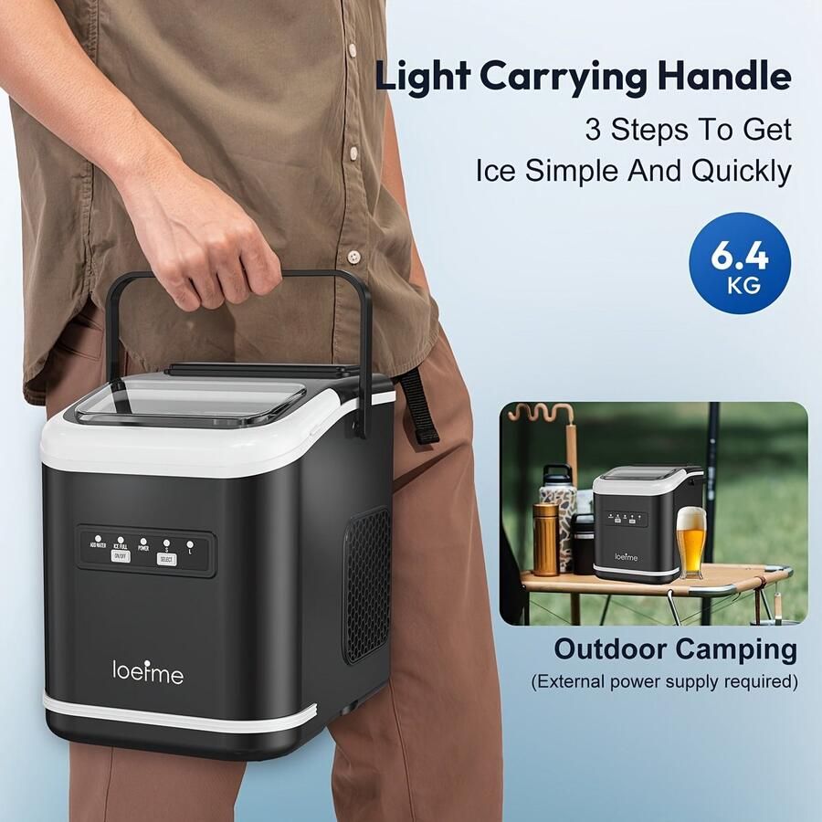 Corenia IJsmachine – IJsmaker – Mini IJsblokjesmaker – Zelfreinigend – Compact – 1 4L Capaciteit – Maakt 9 IJsblokjes in 6 Minuten – Draagbaar Met Handvat