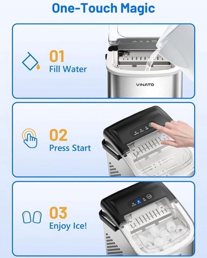 IJsmachine – Kleine IJsmachine – IJsblokjesmachine – IJsmaker – IJsmachine Voor Thuis – Supersnel 9 IJsklontjes in 6-8 Minuten – Draagbaar Compact 12 kg IJs Per 24 Uur - Foto 2