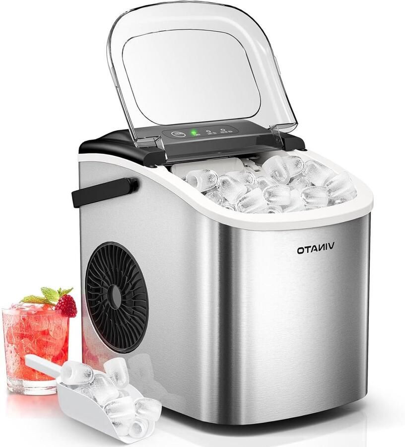 Corenia IJsmachine – Kleine IJsmachine – IJsblokjesmachine – IJsmaker – IJsmachine Voor Thuis – Supersnel 9 IJsklontjes in 6-8 Minuten – Draagbaar Compact 12 kg IJs Per 24 Uur