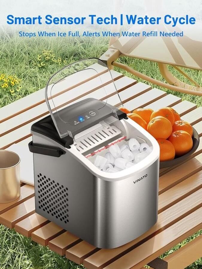 Corenia IJsmachine – Kleine IJsmachine – IJsblokjesmachine – IJsmaker – IJsmachine Voor Thuis – Supersnel 9 IJsklontjes in 6-8 Minuten – Draagbaar Compact 12 kg IJs Per 24 Uur