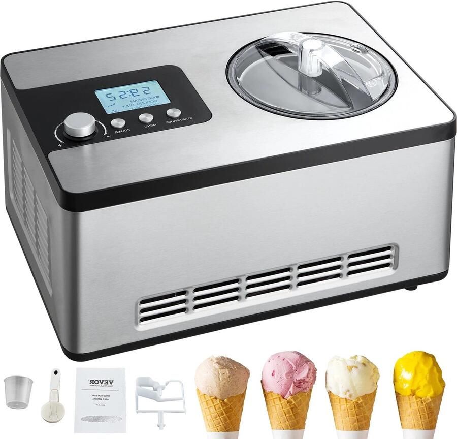 Corenia Ijsmaker IJsmachine Slushy Maker IJsmachine Smoothie Maker- Horizontaal- met Ingebouwde Compressor 2 Kwarts