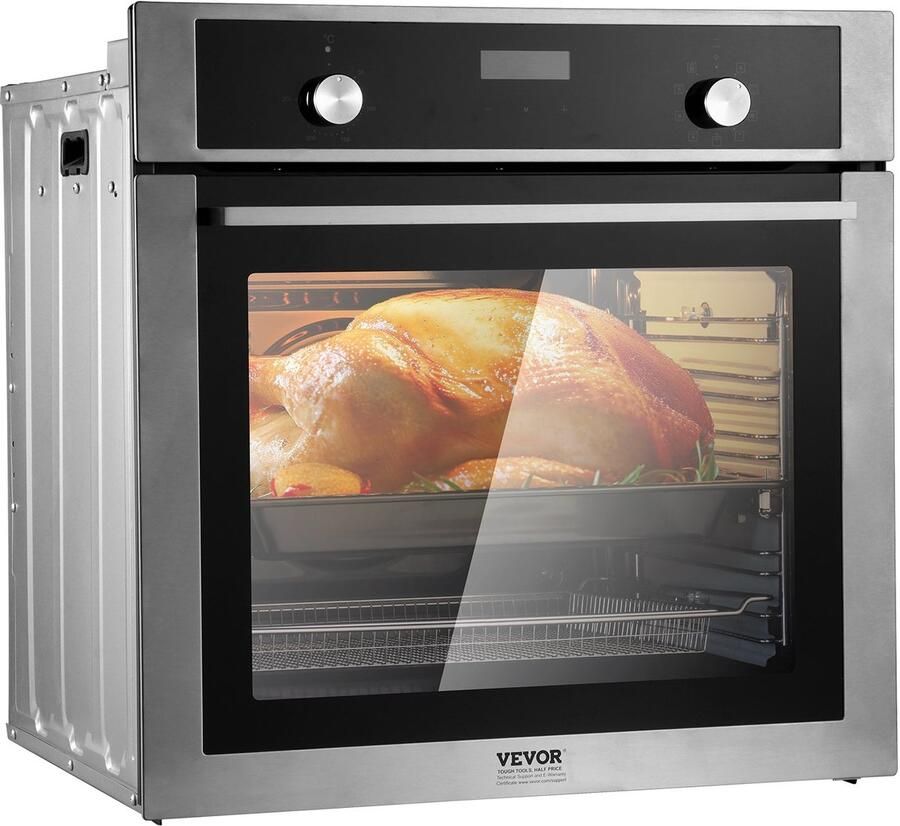 Corenia Inbouwoven – Elektrische Oven – Heteluchtoven – Multifunctionele Oven – Muuroven – 76 Liter Inhoud – Snelle Voorverwarming 3550W