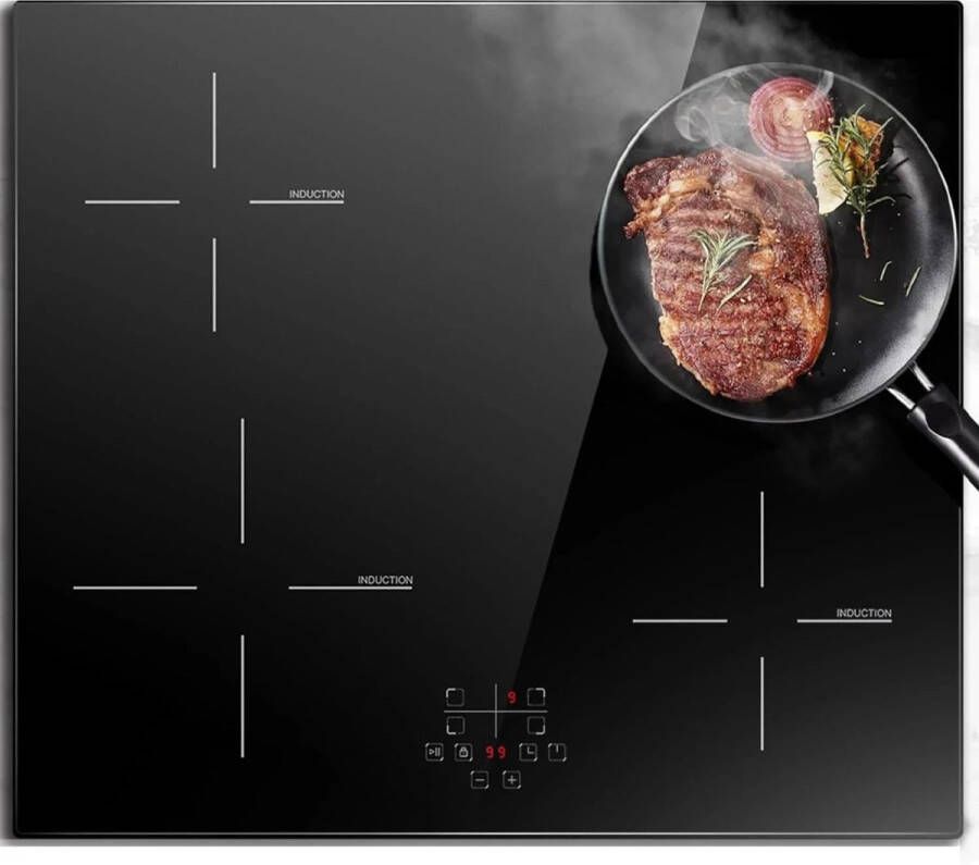 Corenia Inductie Kookplaat Elektrische Kookplaat Keramisch Kookplaat Induction Hob 4 Individuele Bedieningsknoppen Elektrische Brander 4-pits Inbouw 6600W 220V Kinderbeveiliging Timerfunctie - Foto 2