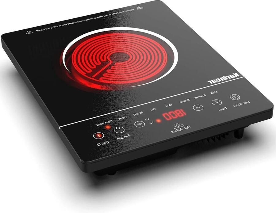 Corenia Inductie kookplaat Induction Hob Elektrische Brander Draagbare Keramische Kookplaat Voor ALLE Kookgerei Enkele Elektrische Kookplaat Induction Cook Top Inductie Fornuis Met 4-Uurs Timer 9 Vermogensniveaus Tot 2000W Zwart