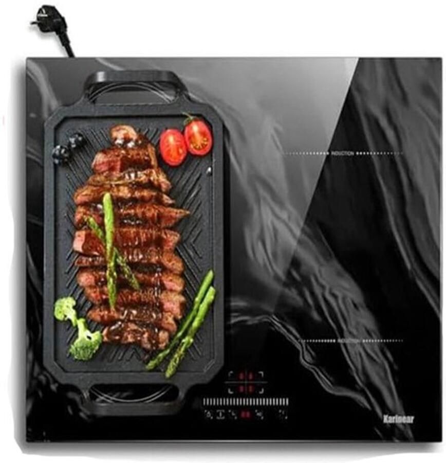 Corenia Inductie kookplaat Induction Hob Induction Cook Top Inductie Fornuis Elektrische Brander stekker en flexzone 3500W met touchbediening 4-pits inductiekookplaat met marmering veiligheidsslot Zwart