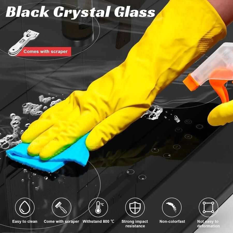 Karlnea Inductie kookplaat Induction Hob Induction Cook Top Inductie Fornuis Elektrische Brander Marmerkeramisch glas 3500W Imet stekker 4 Zones 60cm Touch Control Timer Veiligheidsslot Zwart