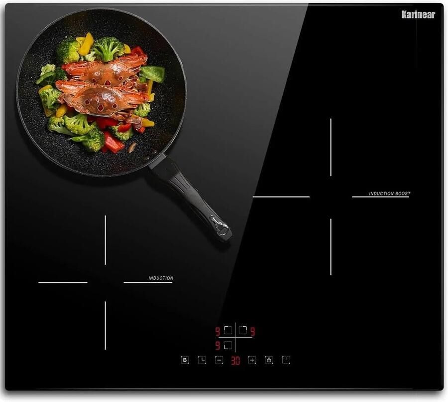 Corenia Inductie kookplaat Induction Hob Induction Cook Top Inductie Fornuis Elektrische Brander 3-pits 60 cm Inbouw inductiekookplaat Touch Control Timer Veiligheidsslot 5200W Zwart