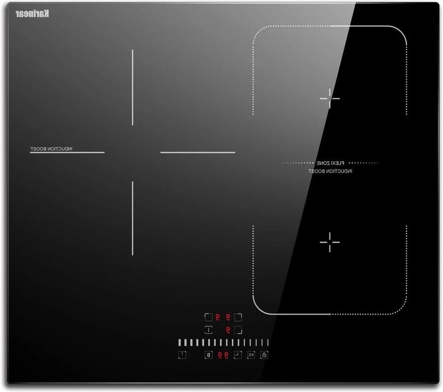 Corenia Inductie Kookplaat Induction Hob Induction Cook Top Inductie Fornuis Elektrische Brander Veiligheidsslot 6800W 3-Pits met Flexzone Touch Control Timer Boost Zwart
