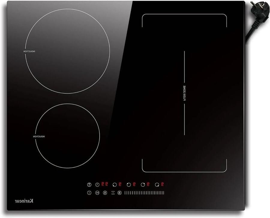 Corenia Inductie kookplaat Induction Hob Induction Cook Top Inductie Fornuis Elektrische Brander 4-pits Inductiekookplaat 60 cm 3500 W Flexzone Plug-in kookplaat 9 vermogen Booster Timer 220 V Zwart