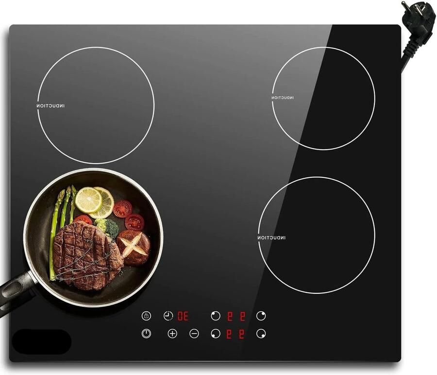 Corenia Inductie kookplaat Induction Hob Induction Cook Top Inductie Fornuis Elektrische Brander 4 branders met stekker Touch Control Timer Safety Lock 3500W Zwart