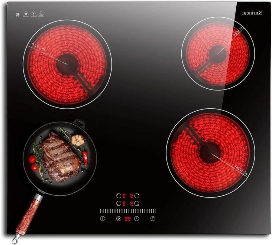 Corenia Inductie kookplaat Induction Hob Induction Cook Top Inductie Fornuis Elektrische Brander 4 Zone 60cm Schuif- en aanraakbediening 6000W Veiligheidsslot Zonder stekker Zwart
