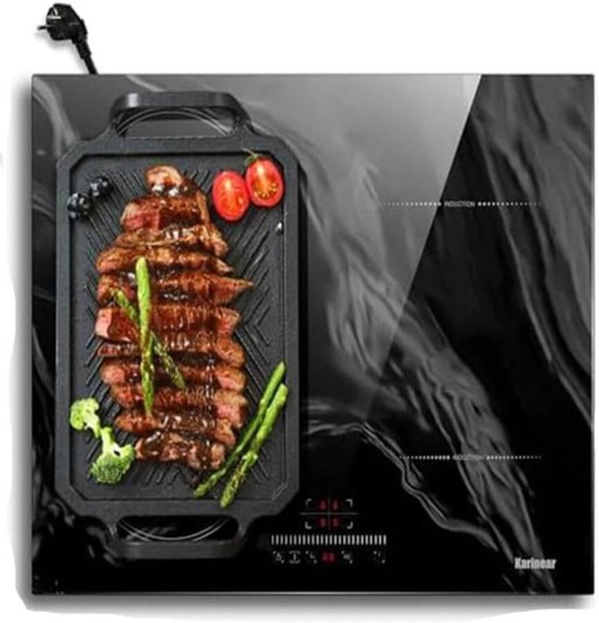 Corenia Inductie kookplaat Induction Hob Induction Cook Top Inductie Fornuis Elektrische Brander stekker en flexzone 3500W met touchbediening 4-pits inductiekookplaat met marmering veiligheidsslot Zwart