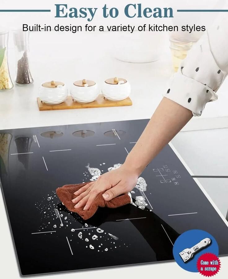 Corenia Inductie Kookplaat Elektrische Kookplaat Keramisch Kookplaat Induction Hob Elektrische Brander 4-pits Inbouw 6600W 220V Kinderbeveiliging Timerfunctie 4 Individuele Bedieningsknoppen