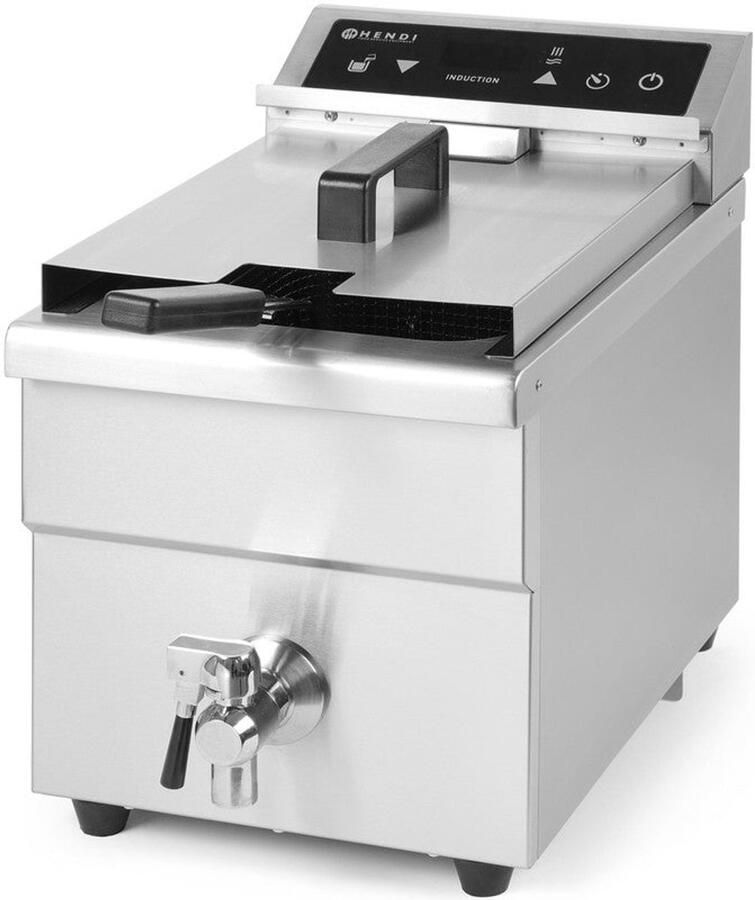 Corenia Inductiefriteuse – Frituurpan – Friteuse – Oliefriteuse – Professionele Friteuse – 8 Liter Inhoud – Tapkraan Voor Eenvoudig Olie Afvoeren