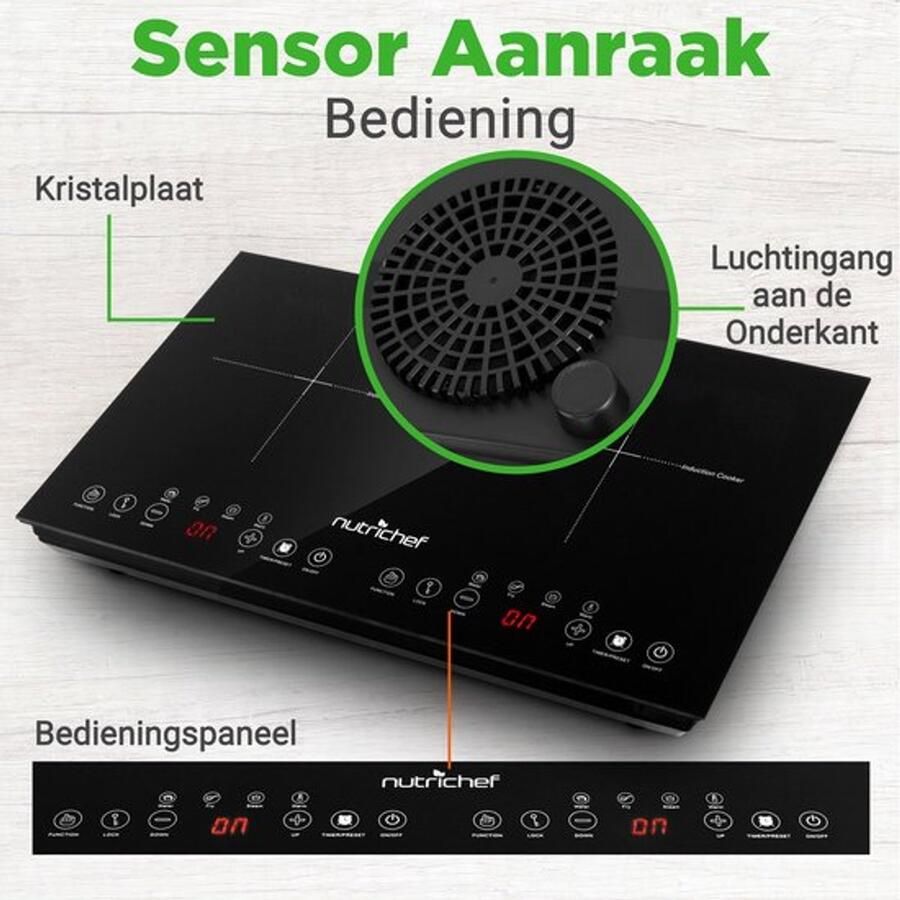 Corenia Inductiekookplaat – Elektrische Kookplaat – Vrijstaande Kookplaat – Draagbare Kookplaat – 2 Kookzones – Keramisch Glas – Kinderslot Veiligheid – 230V Aansluiting