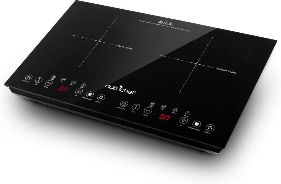 Corenia Inductiekookplaat – Elektrische Kookplaat – Vrijstaande Kookplaat – Draagbare Kookplaat – 2 Kookzones – Keramisch Glas – Kinderslot Veiligheid – 230V Aansluiting