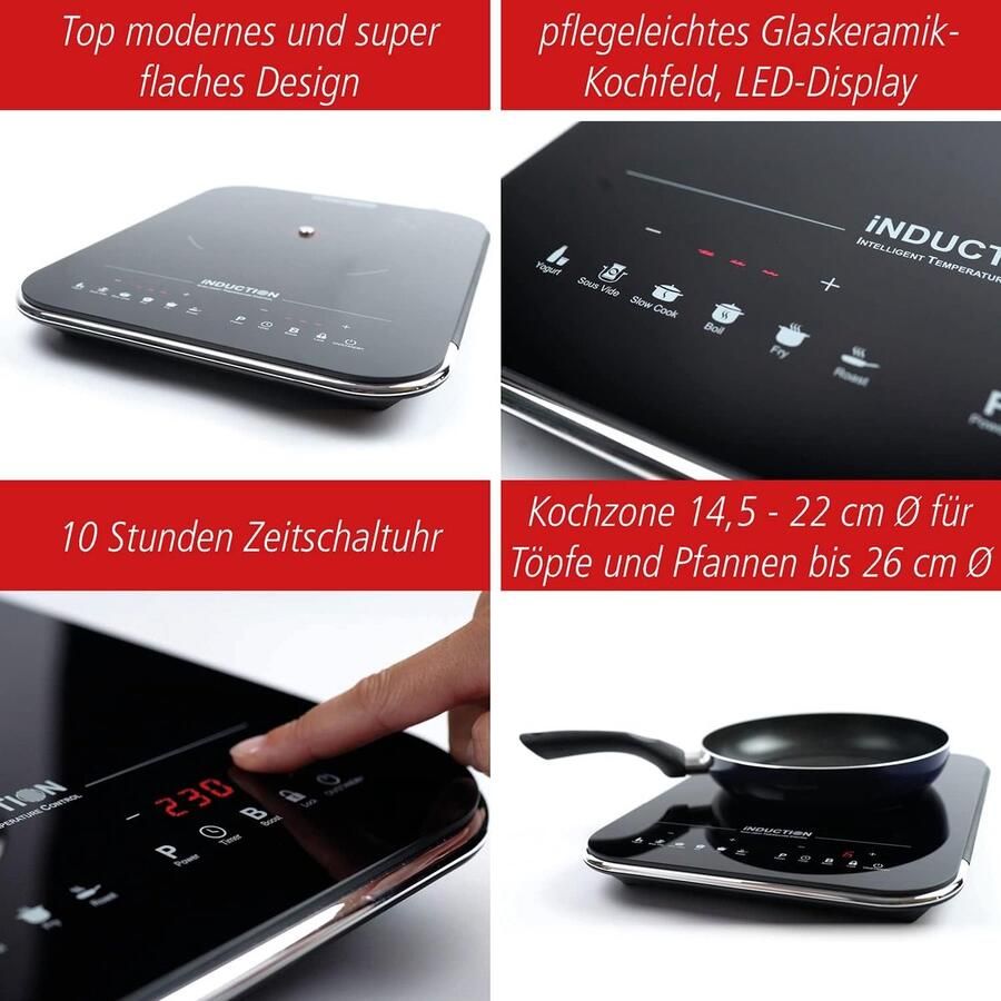 Corenia Inductiekookplaat – Enkele Kookplaat – Kookplaat – Inductiekookplaat Compact – Keramische Kookplaat – Super Plat Design – Temperatuurnauwkeurige Sensor