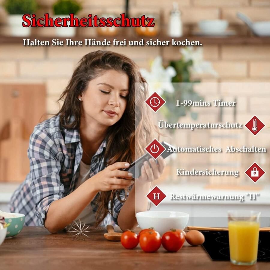 Corenia Ingebouwde keramische kookplaat – Elektrische kookplaat – Domino kookplaat – 2-zone kookplaat – Ceramische kookplaat – Compact 28 cm – Touchbediening – Aluminium frame - Foto 2