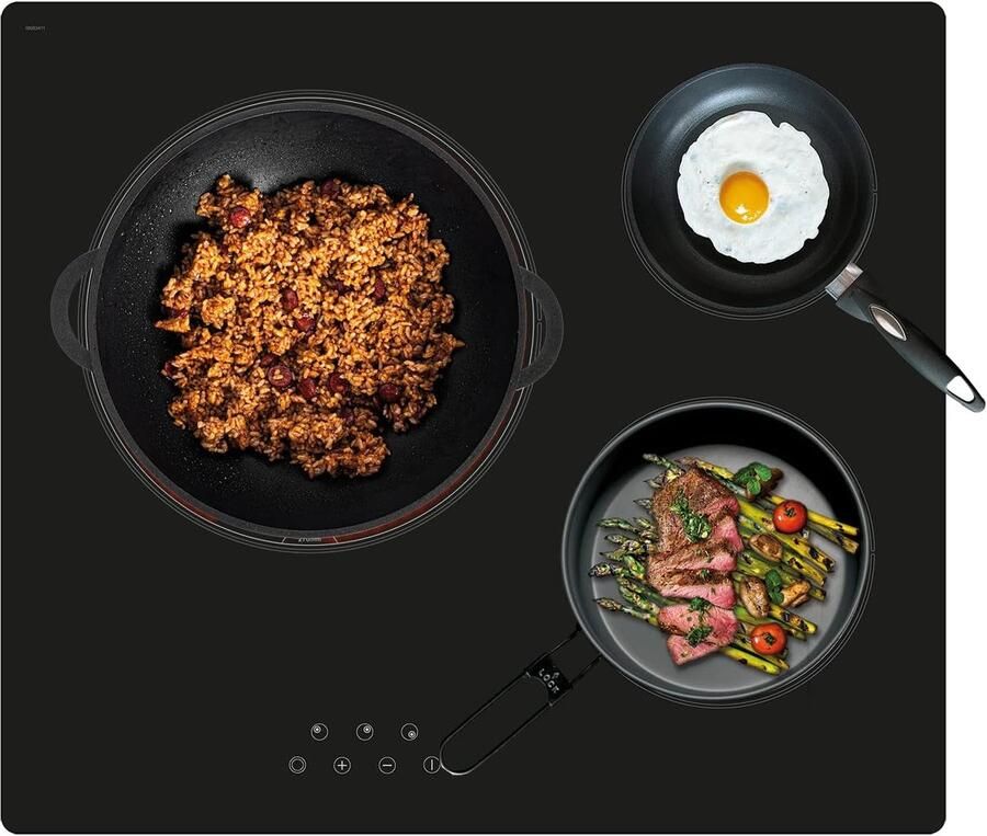 Corenia Keramische Kookplaat – Elektrische Kookplaat – Glaskeramische Kookplaat – Inductiekookplaat – Kookveld – 3 High Light Kookzones – 9 Instelbare Vermogensniveaus – Vermogen 5 4 kW – Breedte 59 cm