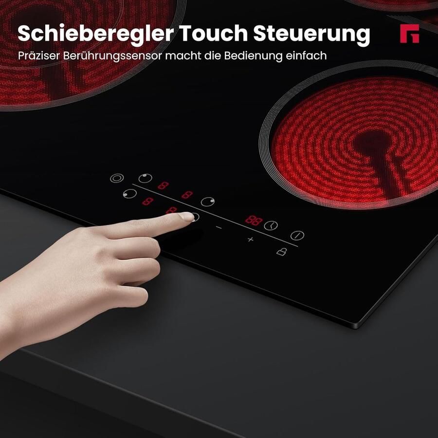 Corenia Keramische kookplaat – Glaskeramische kookplaat – Elektrische kookplaat – Inbouw kookplaat – 4 kookzones – 6600W vermogen – Kinderslot en timer