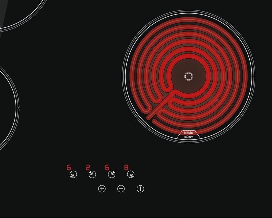 Corenia Keramische Kookplaat – Inductiekookplaat – Glaskeramische Kookplaat – Elektrische Kookplaat – Kookveld – 4 High Light Kookzones – 9 Vermogensniveaus tot 6 kW – Tactiele Touchbediening met Akoestische Waarschuwing – Breedte 59 cm