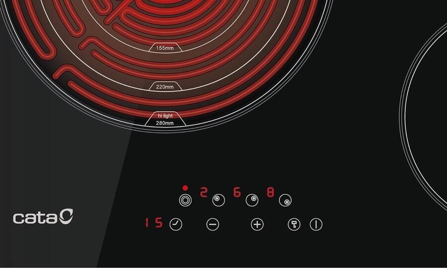Corenia Keramische Kookplaat – Inductiekookplaat – Glaskeramische Kookplaat – Elektrische Kookplaat – Kookplaat Zwart – 3 High Light Zones – 9 Vermogensniveaus – 5 7 kW Vermogen – 60 cm Breedte