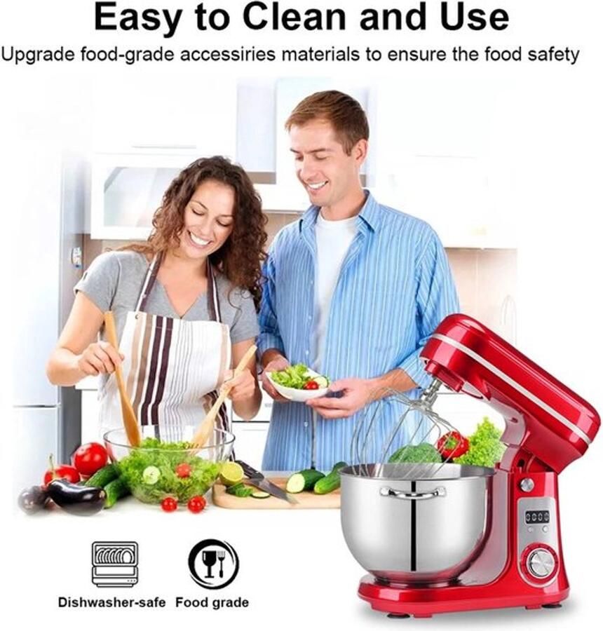 Corenia Keukenmachine Keukenmixer Foodprocessor Keukenmachines & Mixers Kitchenaid Keukenmachine 6L Roestvrijstalen Kom – 1200W Krachtige Motor – 6 Snelheden – Zilver