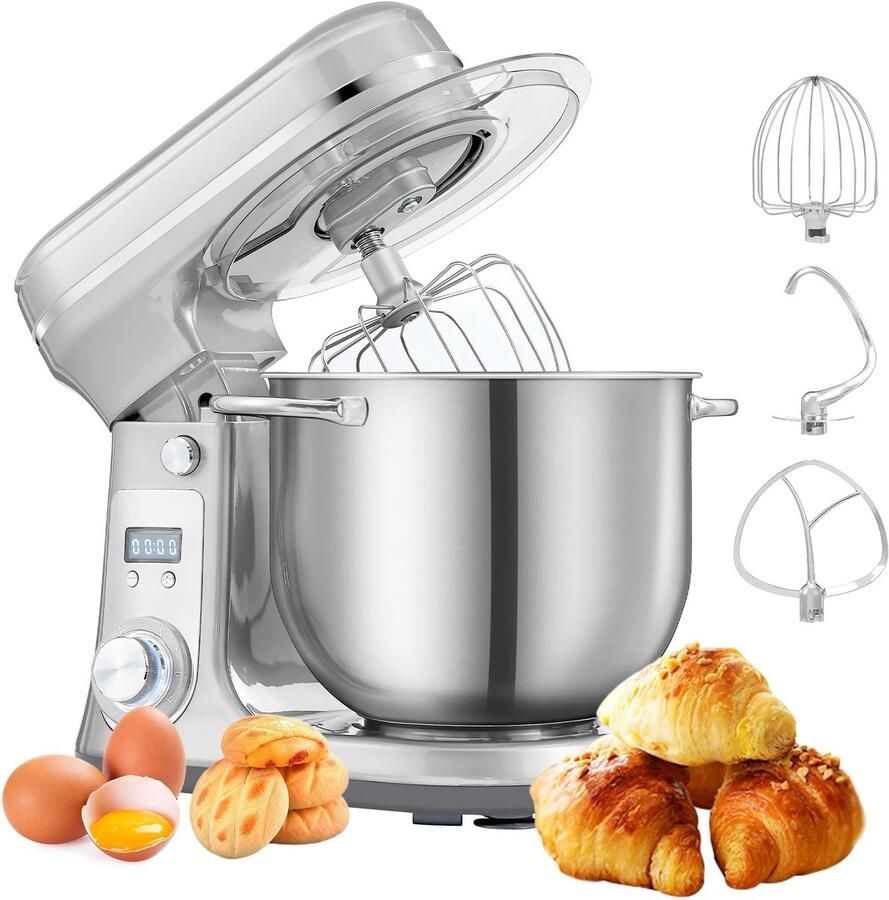 Corenia Keukenmachine Keukenmixer Foodprocessor Keukenmachines & Mixers Kitchenaid Keukenmachine 6L Roestvrijstalen Kom – 1200W Krachtige Motor – 6 Snelheden – Zilver