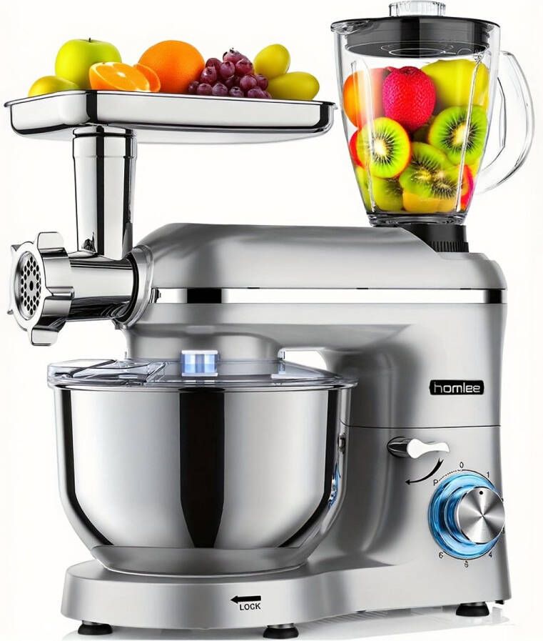 Corenia Keukenmachine – Keukenmixer – Keukenrobot – Foodprocessor – Blender – 2000W Motor – 5 5L RVS Mengkom