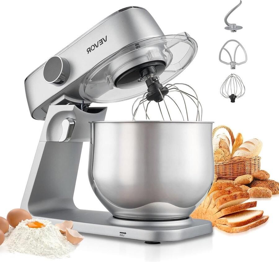 Corenia Keukenmachine – Keukenmixer – Keukenrobot – Foodprocessor – Mixer – 7 4L RVS Mengkom – 1800W Motor – 10 Snelheden – Inclusief Deeghaak Garde En Platte Mengklopper