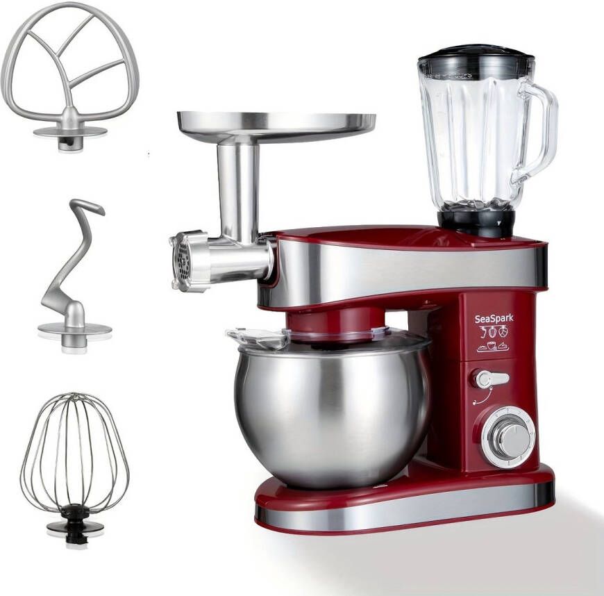 Corenia Keukenmachine – Keukenrobot – Foodprocessor – Keukenmixer – Keukenhulp – 6 3L RVS Mengkom – 6 Snelheden met Pulsefunctie – Rood